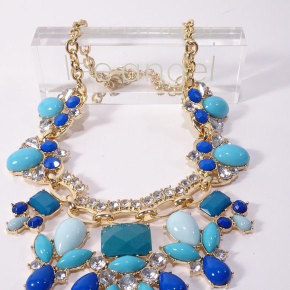 Nordstrom Lee by Lee Angel Turq and Gold Cabochon Statement Necklace NWT 115 - Picture 5 of 11